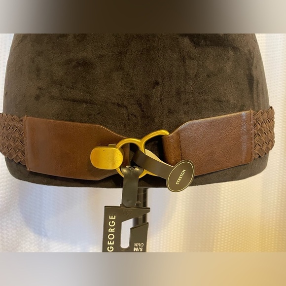 George Brown 2” Stretch Belt With Gold Buckle Size S/M NWT - Picture 1 of 6